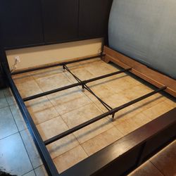 California King Solid Wood Bed Frame And 2 Box Springs Obo