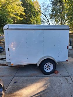 White Enclosed Cargo Trailer Single Axle