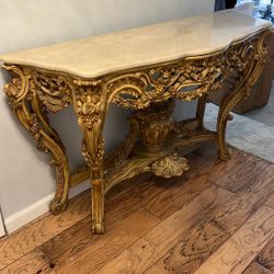 Wooden Ottoman With Marble Top