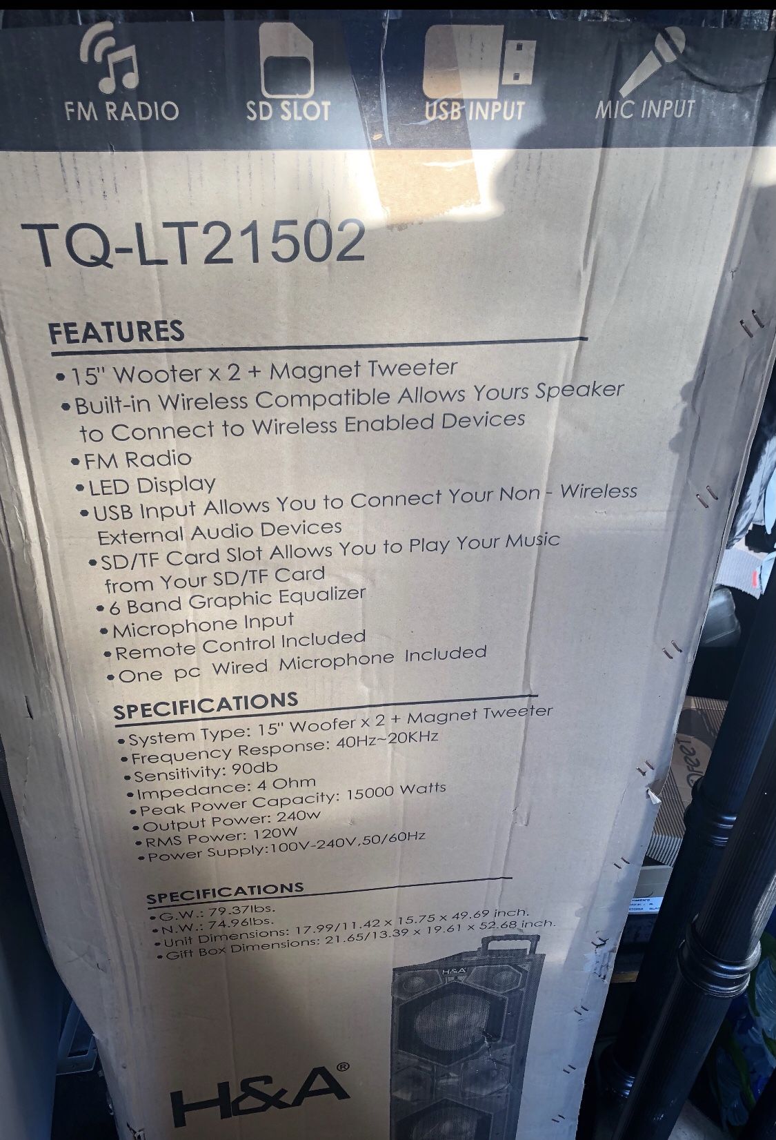 H&A TQLT21502 BLUETOOTH SPEAKER for Sale in Anaheim, CA OfferUp