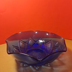 Vintage Hazel  Atlas Cobalt  Blue Dish Round Bowl 8-1/2"-$20.00