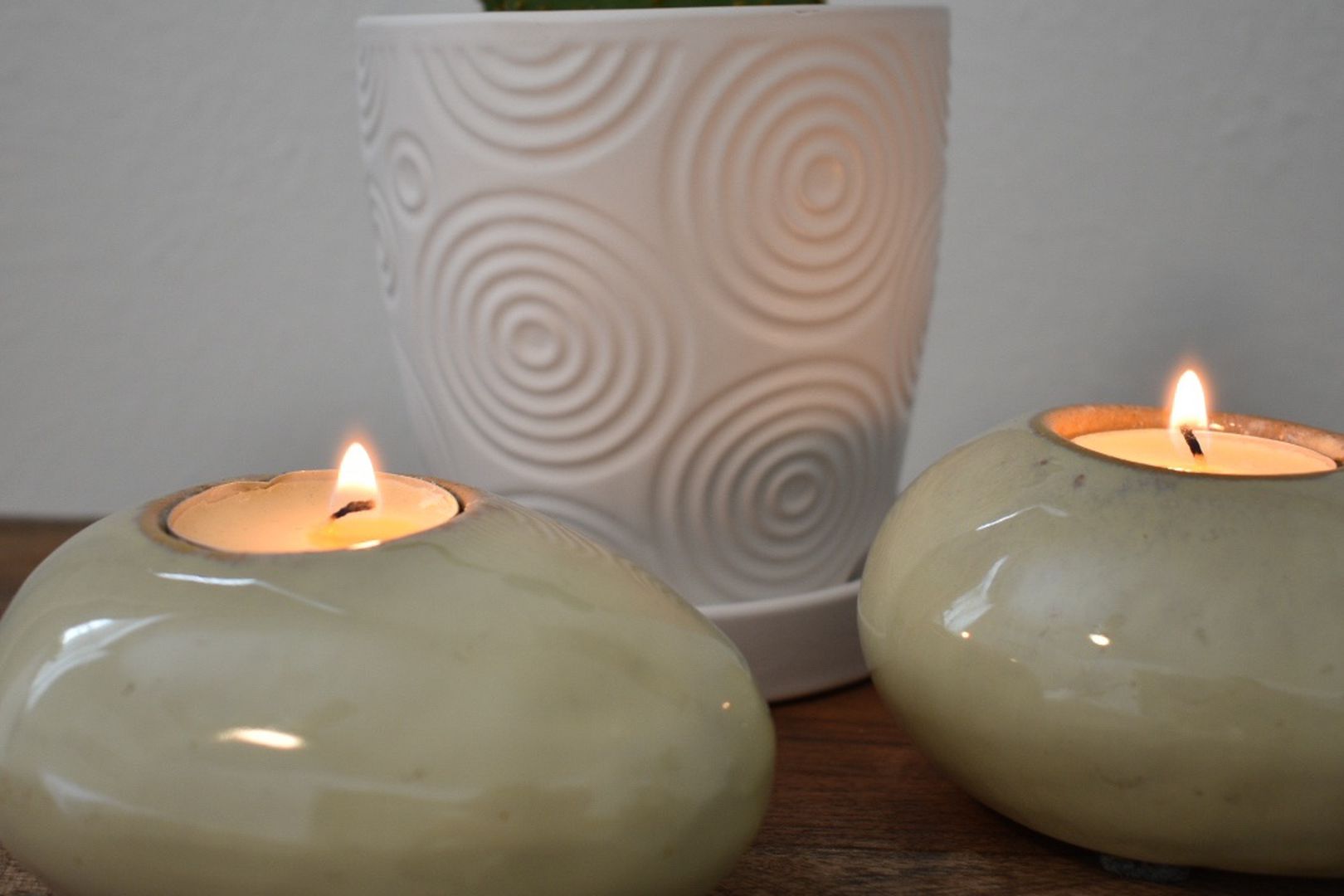Set of 2 Stone Candle Holders