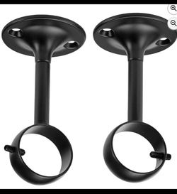 Amazon Basics Curtain Rod Ceiling-Mount Bracket Set, 4-Pack, Black Finish