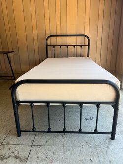 Twin size bed frame & clean mattress (both for $140)