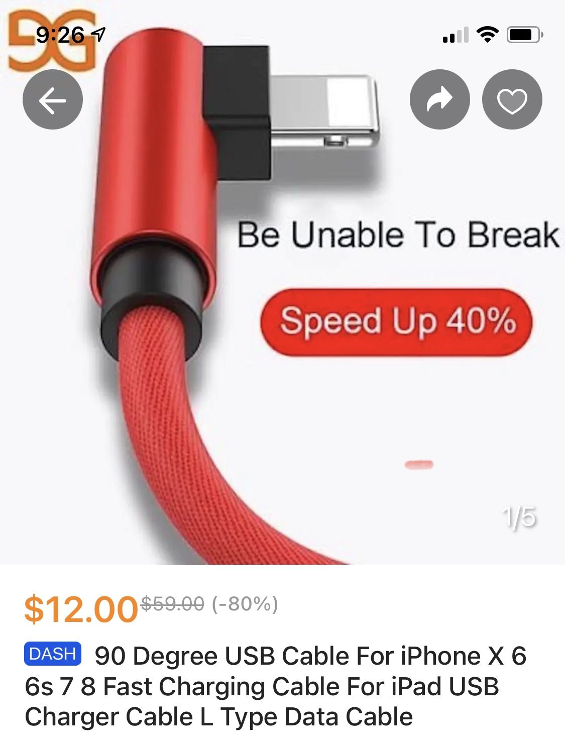 90 Degree USB Cable For iPhone X 6 6s 7 8 Fast Charging Cable For Ipad USB Charger Cable L Type Data Cable