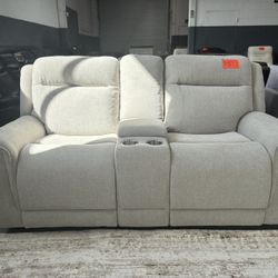 Fabric Love seat power reclining with Console 