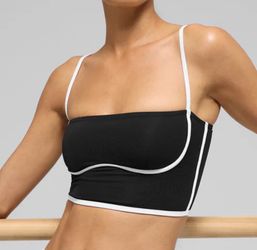 Alo Yoga Airbrush Streamlined Bra Tank Black White XS