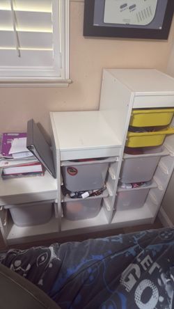 Ikea storage with plastic bins