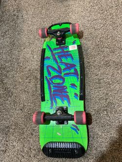 Vintage 1980's radical Nash Heat Zone green purple pink skateboard