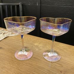 Valentine Iridescent Champagne Glasses