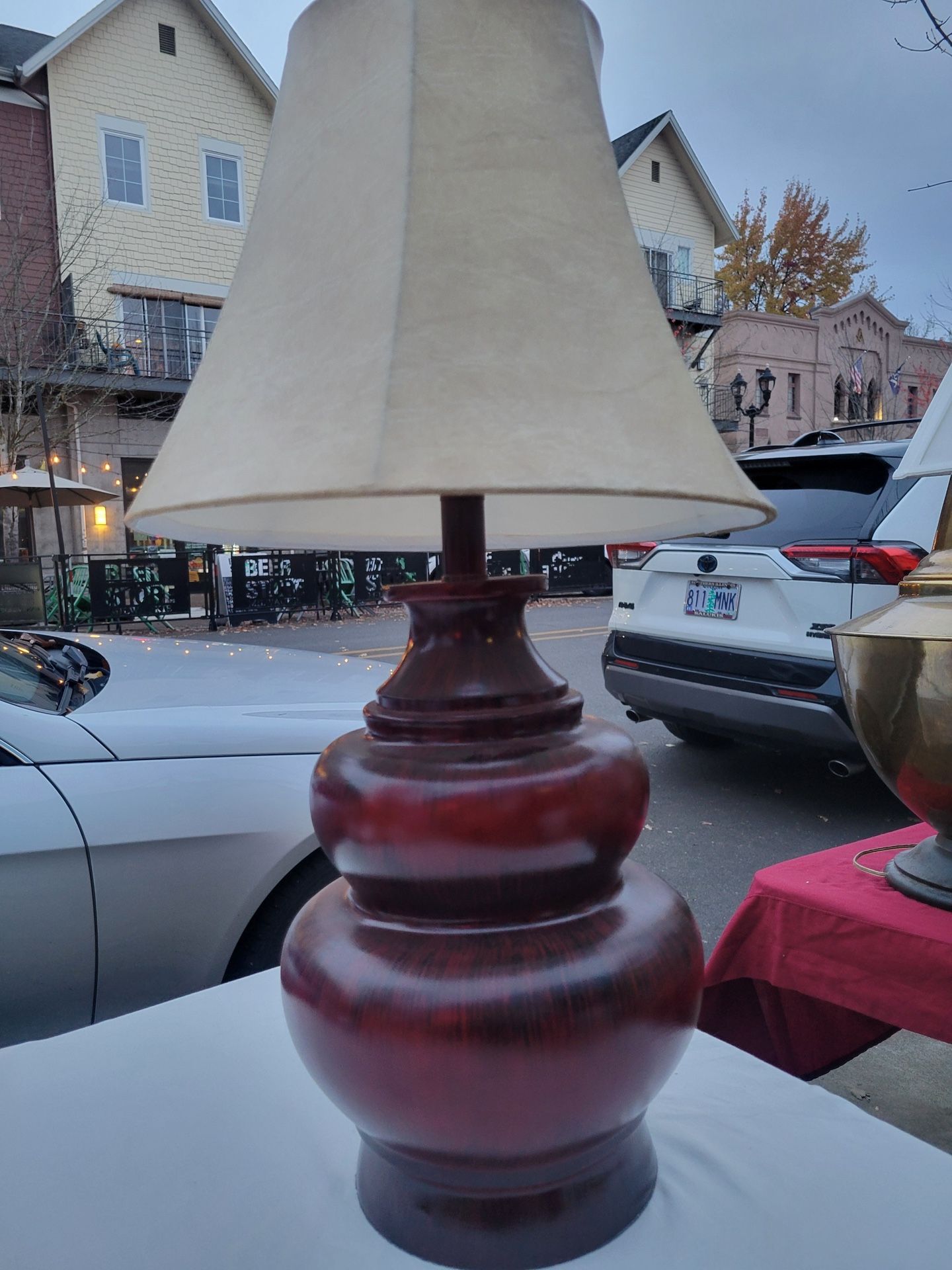 Vintage Turned Wood Table Lamp