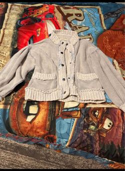 Free People Gray Knit Button-Up Cardigan