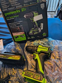 New cordless drill with battery and charger