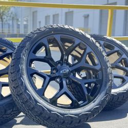 22” NEW Wheels Rims Tires GMC Sierra Elevation EV Yukon Chevy Silverado 1500 Tahoe Cadillac Escalade Chevrolet Denali Suburban Black Off-road 2025