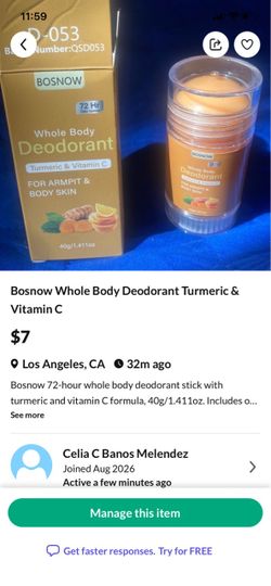 Bosnow Whole Body Deodorant Turmeric & Vitamin C