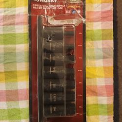 HUSKY 7 PIECE 1/2 INCH DRIVE IMPACT HEX BIT SET (SAE)