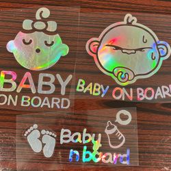 3 Packs- Baby On Board High Intensity Reflective Car Sticker, Warning Caution Sign for Car Window-3 packs