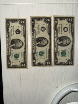 Lot of 3 US Two Dollar Bills