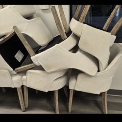 12 Cream Colored Dining Chairs 