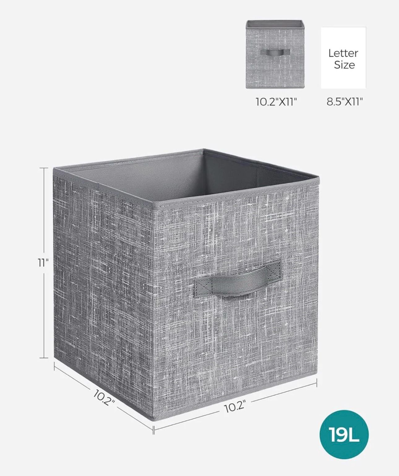SONGMICS 11" Storage Cubes Non-Woven Fabric Bins w/ Double Handles Set of 6 - Gray