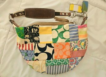 Authentic Coach Hamptons Weekend Patchwork Hobo Bag