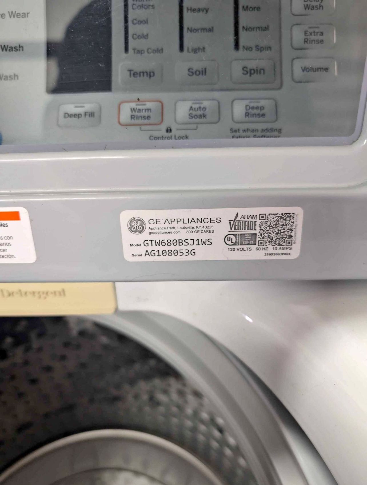 GE 4.6 Cubic Foot Top Load Washer (White)