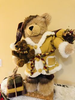 Rare Millennium Edition Father Time Santa Claus Cabin Teddy Bear 30h/21w