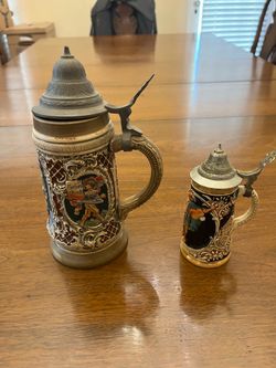 Vintage West German Lidded Beer Steins Set - Albert Thewalt
