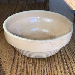 Antique Stoneware Pottery Mixing Bowl 7” Wide Unmarked 3” Tall Sand Brown Tone