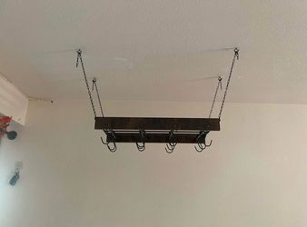 Ceiling-Mounted Pot Rack with Hooks