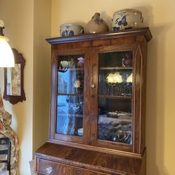 Mid 1800’s Walnut & Mahogany Stepback  Secretary China Cupboard