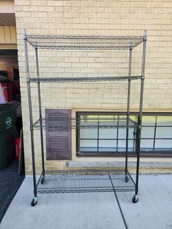 Heavy Duty 4-Tier Metal Wire Shelving Rack on Wheels – 48" x 18" x 75"