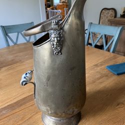 VINTAGE Brass Coal Bucket With Lion Head And Delft Handle