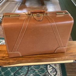 Antique Train Hard-side Overnighter 1940s Luggage, Rare Vintage Suitcase, Carry-on, Towncraft Leather Suitcase