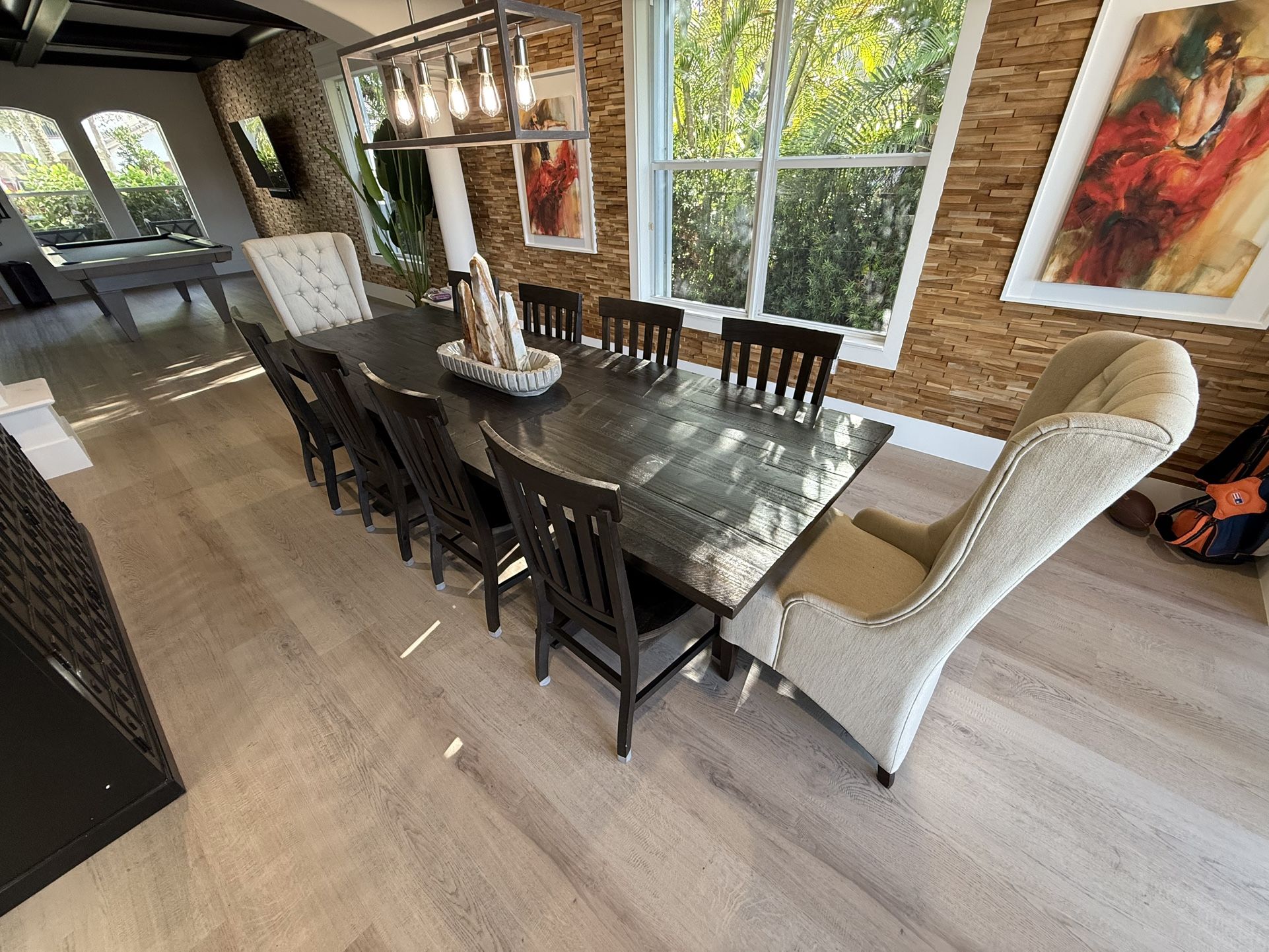 Solid Wood Dining Table And 10 Chairs