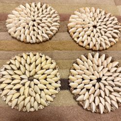 Vintage Handmade Cowrie Seashell trivets