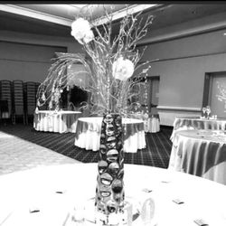 Tall Silver Ceramic Vase Sturdy heavy weight- perfect for centerpiece or on its own