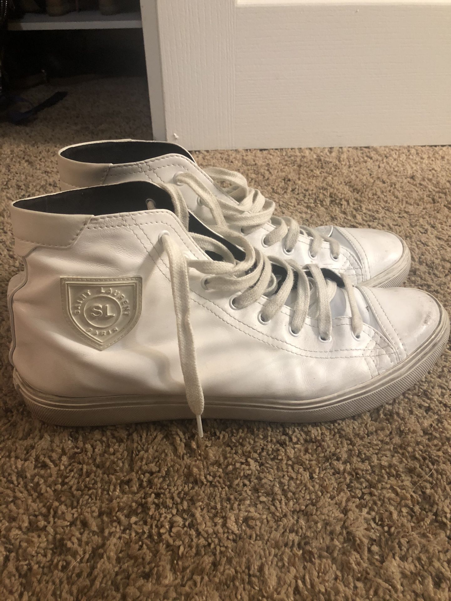 Saint Laurent high top “used leather” shoes size 11