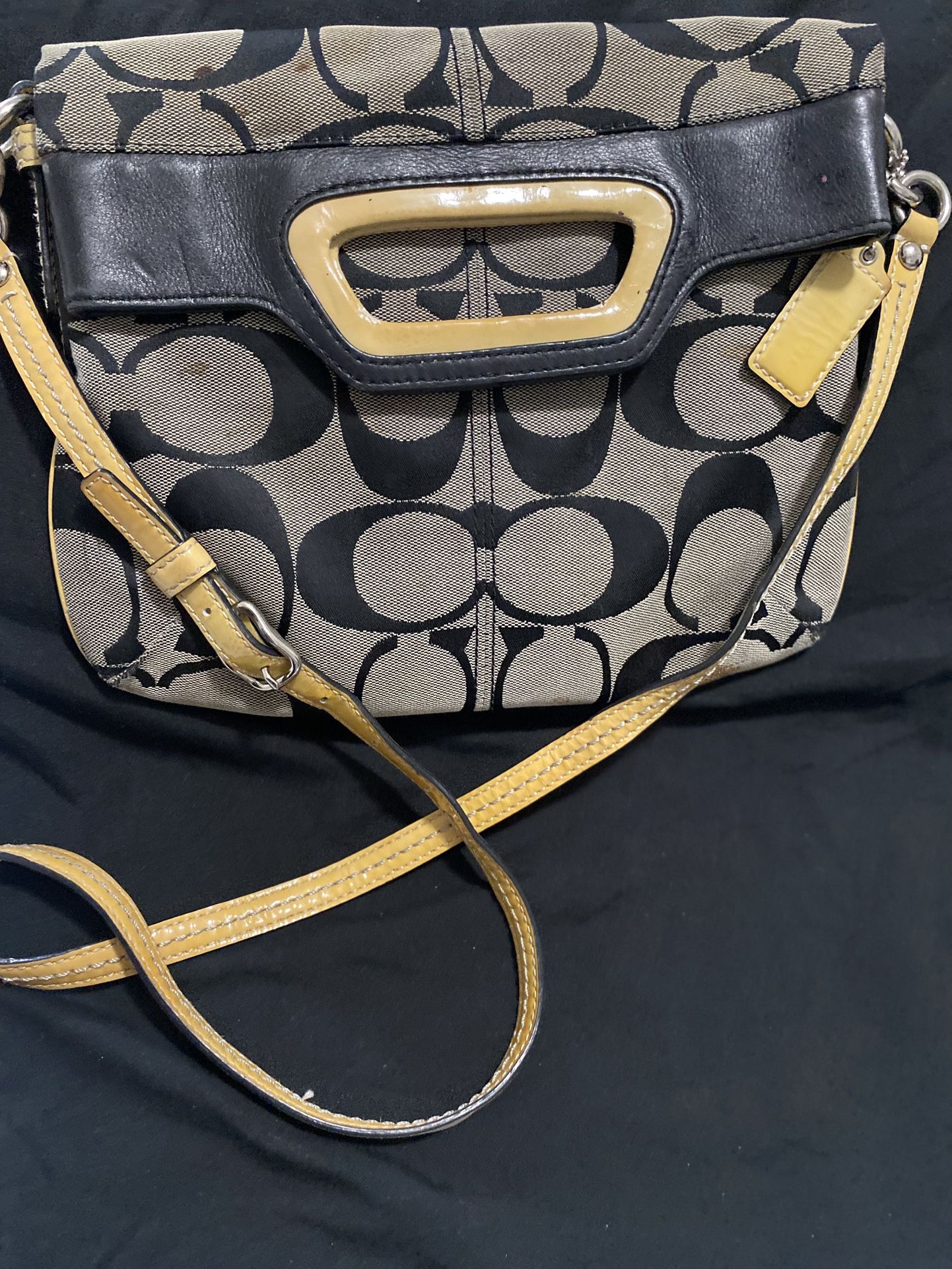 Long yellow And Black Coach Bag