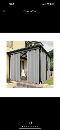 BONZER Outdoor Curtains for Patio Waterproof, 1 Panel, 54W x 84L inch, Silver