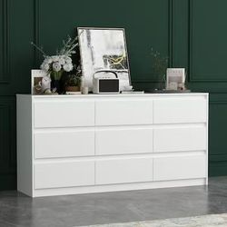 FUFU&GAGA White 9 -Drawer Standard dresser（KF250020US-02AA-001)