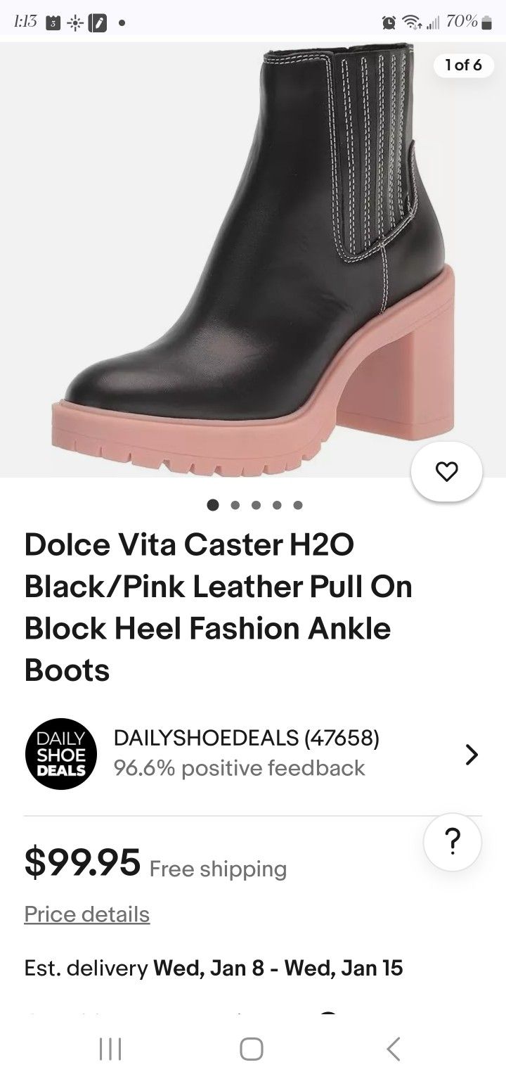 Dolce Vita Caster H20 Black/Pink Leather Pull On