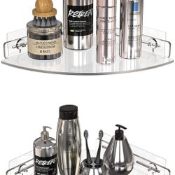 Corner Shower Caddy - Set of 2 No-Drill Acrylic Bathroom Organizer - 10"x11"x2" - Clear