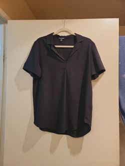 Hilary Radley Dark Navy Short Sleeve Blouse
