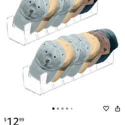  Pack Acrylic Hat Organizer Shelf - Clear Hat Organizer Holder Rack for Closet Shelf - Hat Stand Dispaly for Multiple Baseball Caps