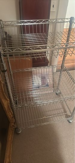 3-Tier Chrome Wire Rolling Shelf Cart