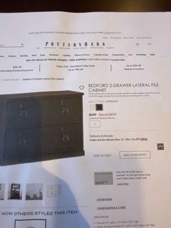 Pottery Barn Bedford Office 2-Drawer Lateral Filing Cabinet - Espresso