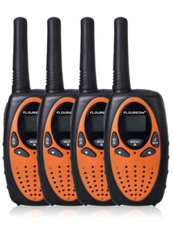 Floureon 22 Channel FRS/GMRS 2 Way Radio Up to 3000M/1.9MI Range (MAX 5000M/3.1MI) UHF Handheld Walkie Talkie (Pack of 4, Black Orange)