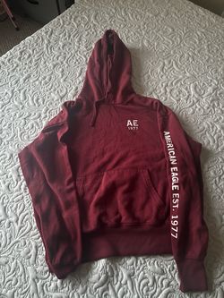 American Eagle Logo Graphic Hoodie in a Deep Burgundy/Maroon color