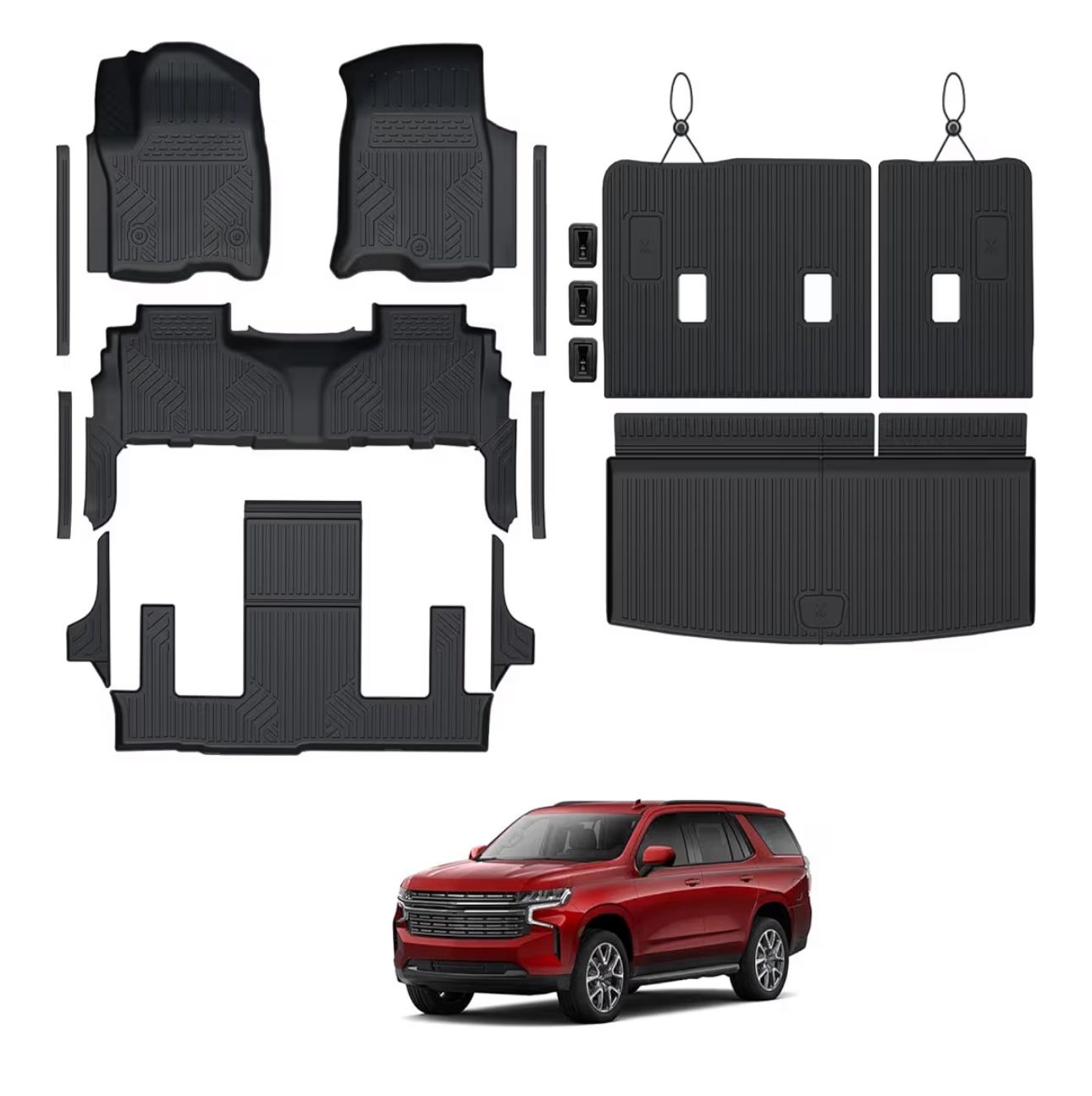 Floor Mats Set for 2021-2025 Chevrolet Chevy Tahoe/GMC Yukon 7 Seats Accessories, 2